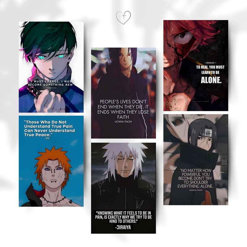 Posters Inc Paper Anime Motivational Poster A4 Pack Of 6 Perfect Wall Decoration In Offices, Bedrooms, Hostels, Study & Living Room, Featuring Quotes, 300 GSM, Aesthetic Designs, And Positive Vibes - Image 1