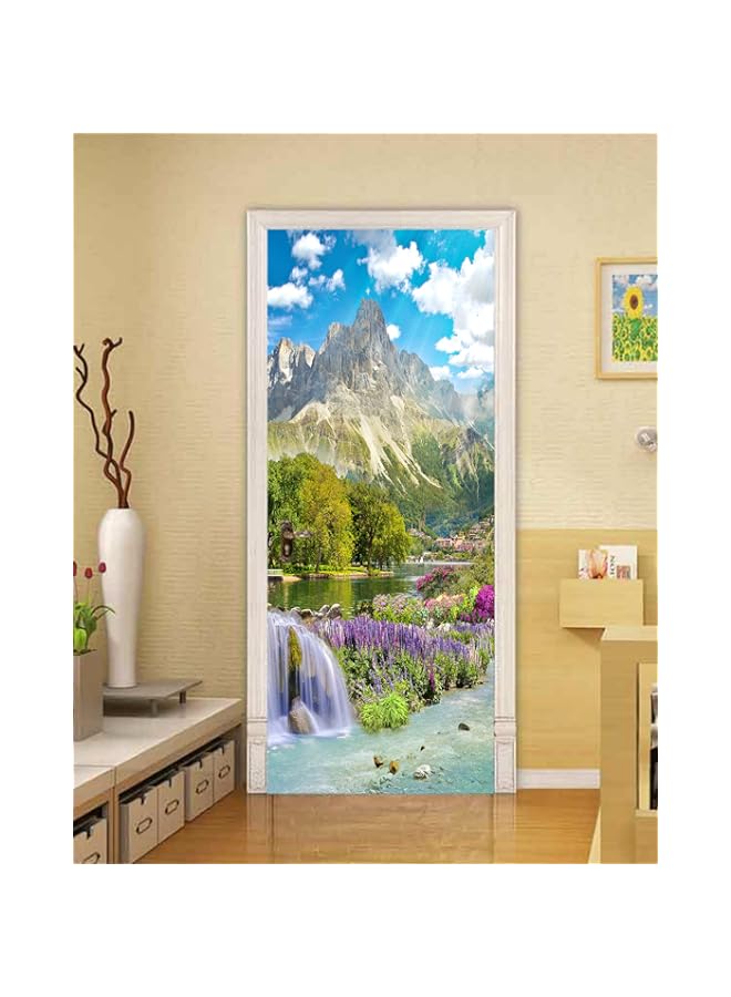 Raxoom 3D Flowers of Garden Self-Adhesive Bedroom Door Stickers Wall Murals Poster 30.3"x78.7" - Image 5