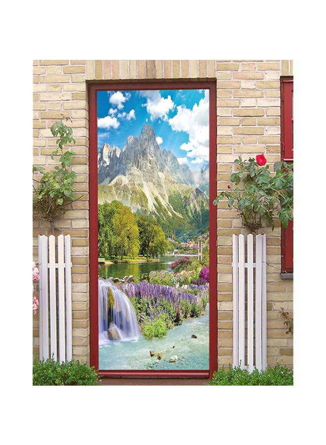 Raxoom 3D Flowers of Garden Self-Adhesive Bedroom Door Stickers Wall Murals Poster 30.3"x78.7" - Image 3