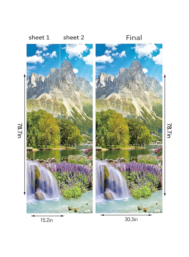 Raxoom 3D Flowers of Garden Self-Adhesive Bedroom Door Stickers Wall Murals Poster 30.3"x78.7" - Image 2