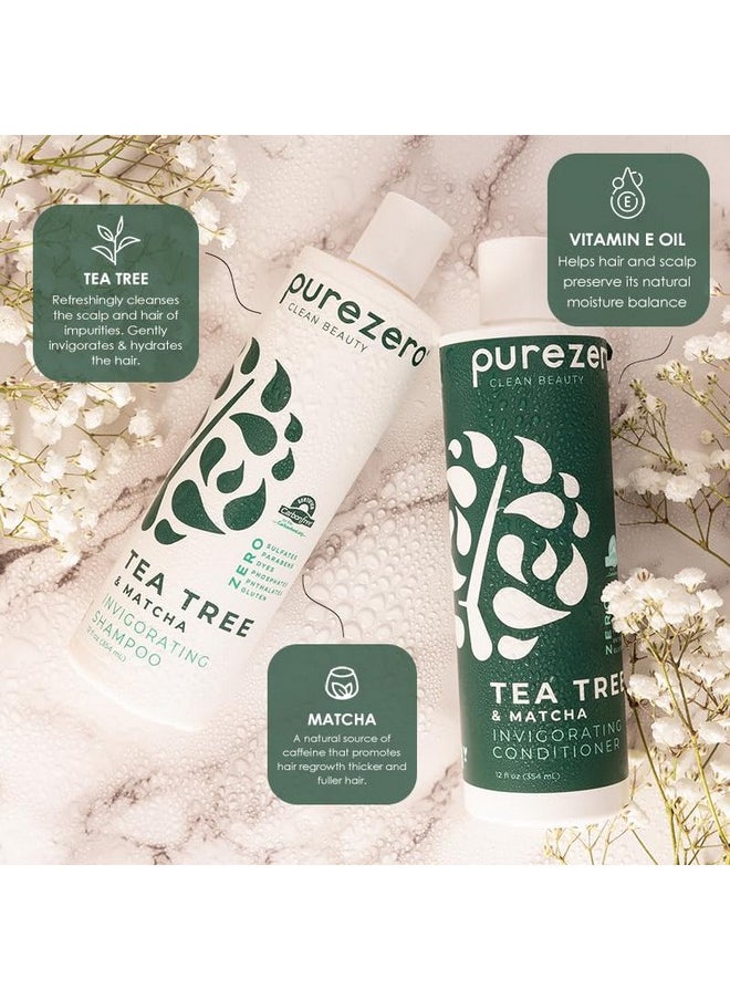 Purezero - Purezero Tea Tree & Matcha Shampoo and Conditioner Set - Nourishing & Invigorating Scalp Treatment - Zero Sulfates, Parabens, Dyes Vegan and Cruely Free (12 Fl Oz (Pack of 2)) - Image 1