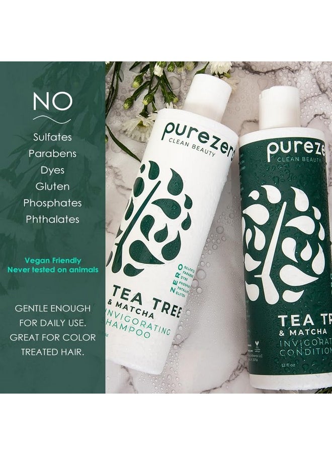 Purezero - Purezero Tea Tree & Matcha Shampoo and Conditioner Set - Nourishing & Invigorating Scalp Treatment - Zero Sulfates, Parabens, Dyes Vegan and Cruely Free (12 Fl Oz (Pack of 2)) - Image 1