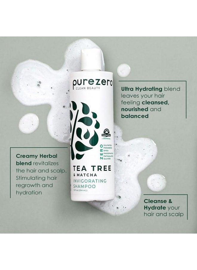 Purezero - Purezero Tea Tree & Matcha Shampoo and Conditioner Set - Nourishing & Invigorating Scalp Treatment - Zero Sulfates, Parabens, Dyes Vegan and Cruely Free (12 Fl Oz (Pack of 2)) - Image 1