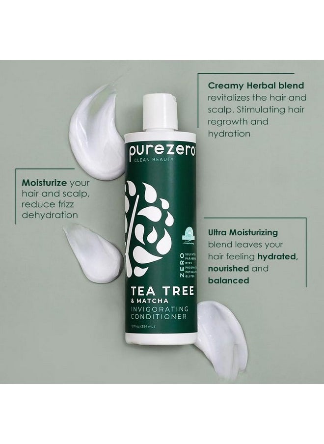 Purezero - Purezero Tea Tree & Matcha Shampoo and Conditioner Set - Nourishing & Invigorating Scalp Treatment - Zero Sulfates, Parabens, Dyes Vegan and Cruely Free (12 Fl Oz (Pack of 2)) - Image 1