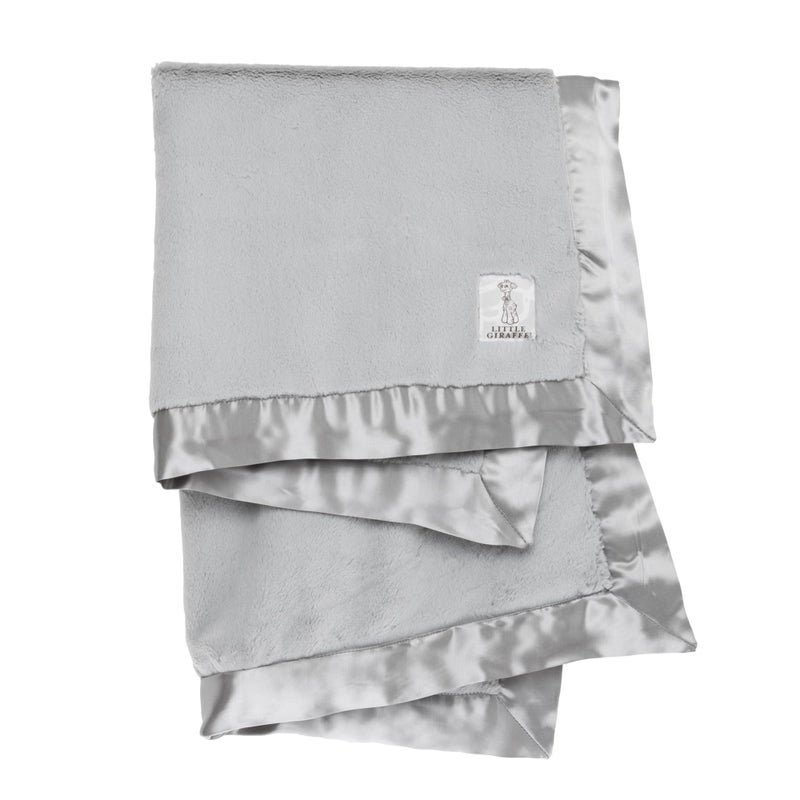 Little Giraffe Baby Blanket Luxe Soft Blanket with Satin Trim Baby Stroller Blanket Newborn Baby Essentials Baby Gifts 29x35 Silver