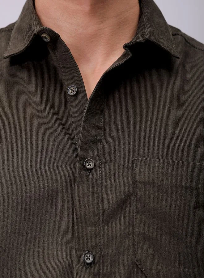The Indian Garage Co Men Regular Fit Solid Full Sleeves Cutaway Collar Casual Shirt