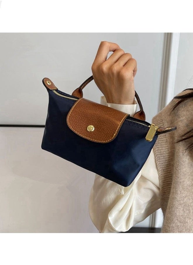 Longchamp Women's classic fashion versatile mini makeup bag handbag shoulder bag handheld small bag navy blue  - Image 5