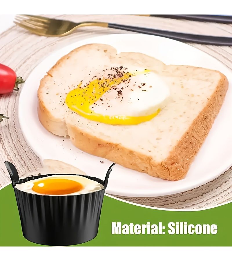 4 Black Nonstick Baking Molds For Air Fryer Steaming Reusable Dishwasher Safe - Image 3