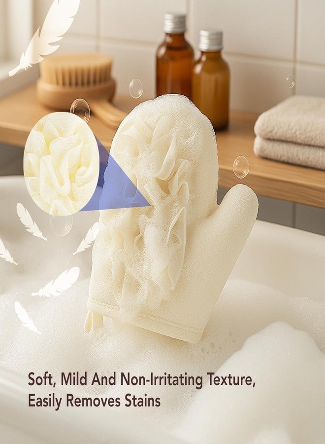 Soko Luxury Exfoliating Body Glove Loofah - Bathing Shower Mitts for Deep Dead Skin Removal | Exfoliator with Premium Ergonomic Design, Tan Removal & Smooth Suitable for Women, Men- White - Image 3