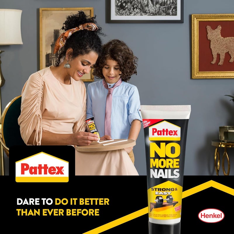 Pattex No More Nails Strong & Easy, Heavy-Duty Mounting Adhesive, Strong Glue for Wood, Ceramic, Metal & More, White instant Grab Adhesive, 1x50g Tube - Image 4