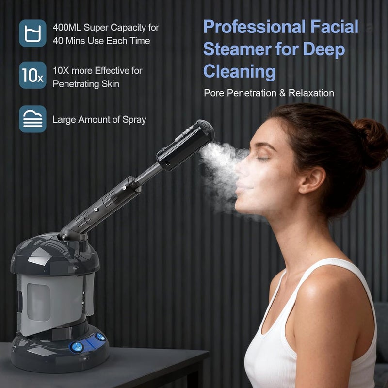Kingsteam Facial Steamer - Nano Ionic Facial Steamer for Deep Cleaning, Portable Ozone Face Steamer with Extendable 360° Rotating Arm, Humidifier for Personal Care Use at Home or Salon - Image 3
