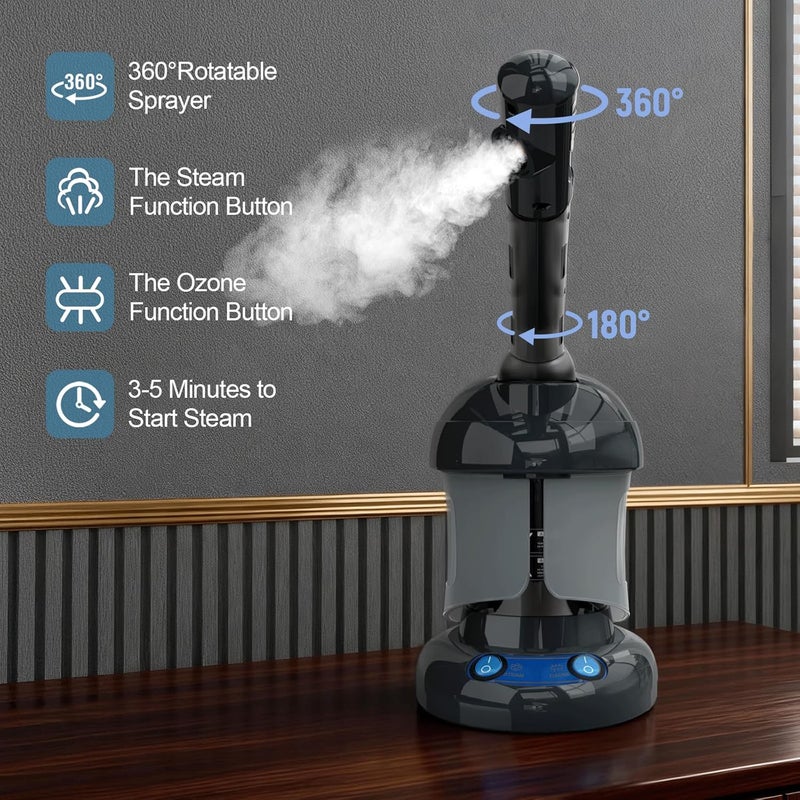 Kingsteam Facial Steamer - Nano Ionic Facial Steamer for Deep Cleaning, Portable Ozone Face Steamer with Extendable 360° Rotating Arm, Humidifier for Personal Care Use at Home or Salon - Image 5