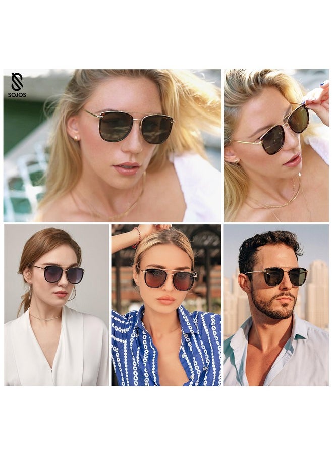 Sojos Retro Aviator Square Polarized Sunglasses For Women Menvintage Women'S Sun Glasses Shades Uv400 Sj2180 With Black Brown Grading Grey  - Image 2