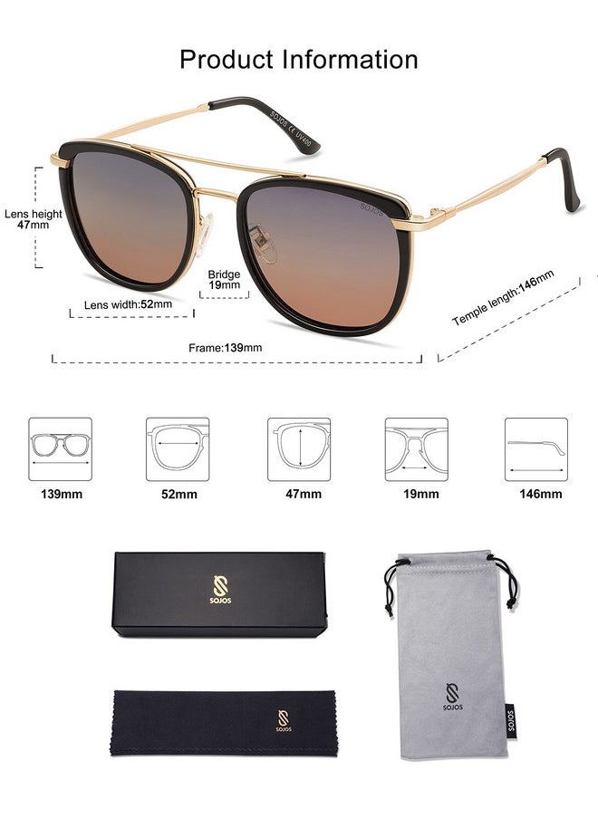 Sojos Retro Aviator Square Polarized Sunglasses For Women Menvintage Women'S Sun Glasses Shades Uv400 Sj2180 With Black Brown Grading Grey  - Image 5