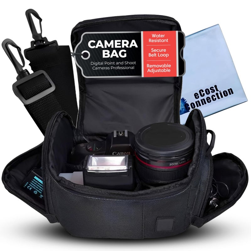 eCostConnection Medium Soft Padded Camera Bag Case for DSLR and Mirrorless Cameras â€“ Fits Nikon, Canon, Sony, Pentax, Olympus, Panasonic, Samsung & More â€“ Shockproof Protection for Lenses & Accessories - Image 1