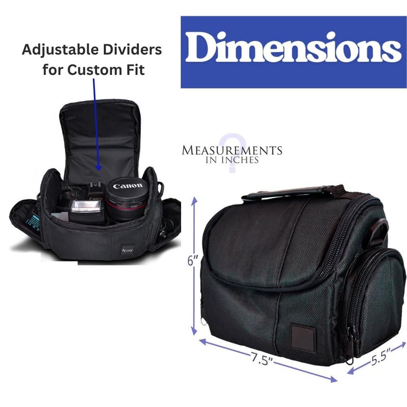eCostConnection Medium Soft Padded Camera Bag Case for DSLR and Mirrorless Cameras â€“ Fits Nikon, Canon, Sony, Pentax, Olympus, Panasonic, Samsung & More â€“ Shockproof Protection for Lenses & Accessories - Image 2