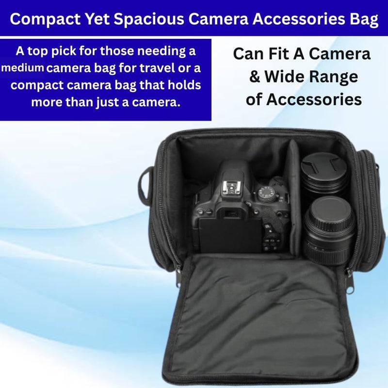 eCostConnection Medium Soft Padded Camera Bag Case for DSLR and Mirrorless Cameras â€“ Fits Nikon, Canon, Sony, Pentax, Olympus, Panasonic, Samsung & More â€“ Shockproof Protection for Lenses & Accessories - Image 5
