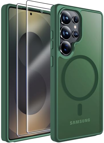 MOZOTER for Samsung Galaxy S25 Ultra Case with Magnetic,[Compatible with MagSafe][12Ft Military Dropproof][2*Screen Protector] Translucent Anti-Slip Back Slim Shockproof Case for S25 Ultra-Green - Image 1
