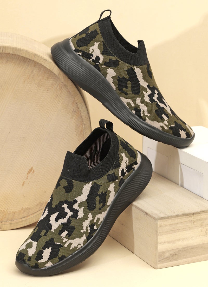 Face Olive Camo Sneakers for Men - Image 1