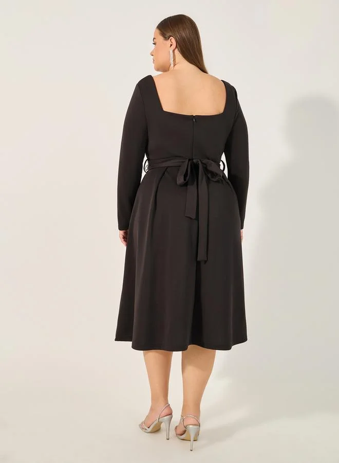 Styli Square Neck Midi Dress