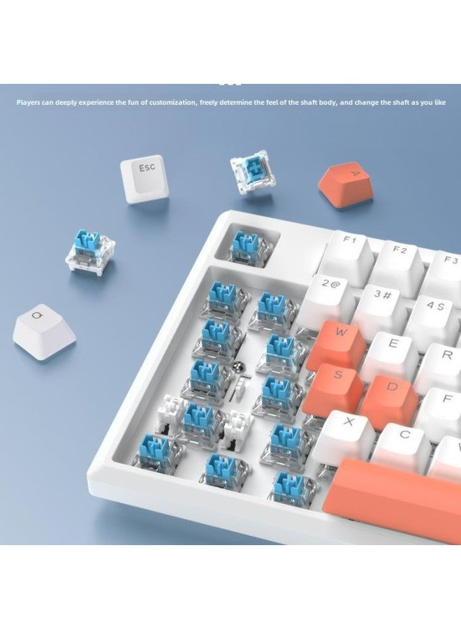 87 Mechanical Keyboard Mouse Suit Wired Green Axis Girls' E-sports Game Computer Office Full Key Hot Plug-Colour:Blue Axis - Azure  Wired Version - Official Standard  - Image 4