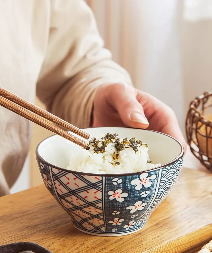 DANSR DANSR Ceramic Rice Bowl Household Flower Pattern Soup Bowls Porcelain Cereal Bowl 5 Inch Deep Japanese Bowls For Serving Salad Ramen Noodle Microwave And Dishwasher Safe 2 200 ML  - Image 2