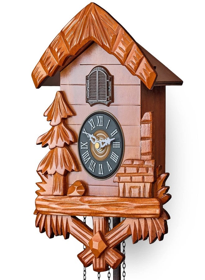 TIMEGEAR Wooden Cuckoo Clock with Night Mode, Swinging Pendulum and Quartz Movement (Cherry) - Image 5