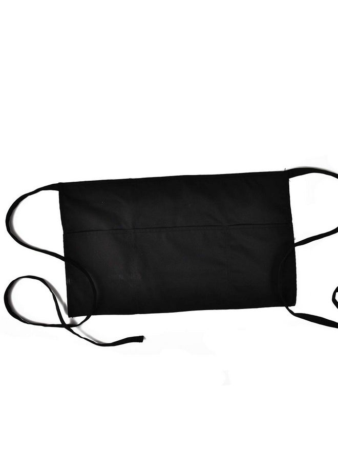 menesia menesia Waitress Apron with 3 Pockets,Black Waist Server Aprons,Waiter Half Apron for Women,Serving Apron(Black)  - Image 5