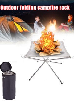 Camping Fire Pit Collapsible Fire Pits Fireplace Outdoor Space Saving and Portable Stainless Steel Mesh Fire Pits Burner for Wood Burning, Campfire, BBQ, Excellent for Trips