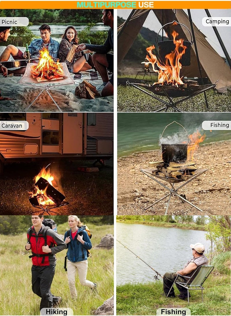 Outdoor - Camping Fire Pit Collapsible Fire Pits Fireplace Outdoor Space Saving and Portable Stainless Steel Mesh Fire Pits Burner for Wood Burning, Campfire, BBQ, Excellent for Trips - Image 1