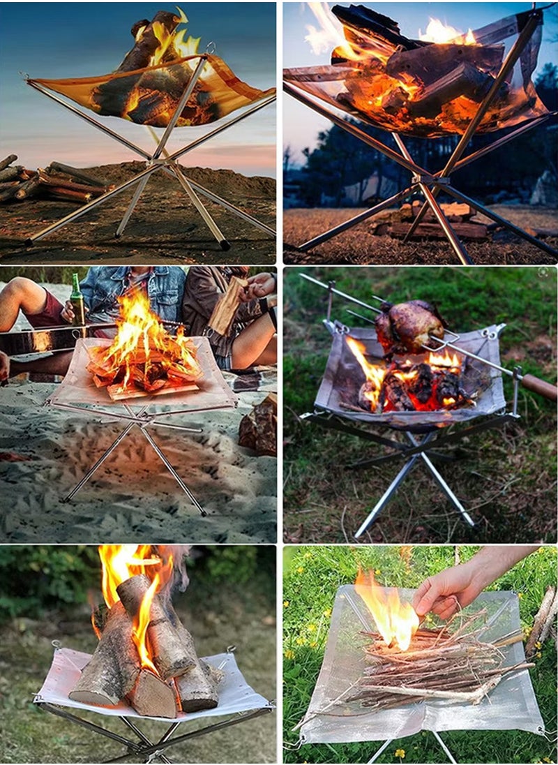 Outdoor - Camping Fire Pit Collapsible Fire Pits Fireplace Outdoor Space Saving and Portable Stainless Steel Mesh Fire Pits Burner for Wood Burning, Campfire, BBQ, Excellent for Trips - Image 1