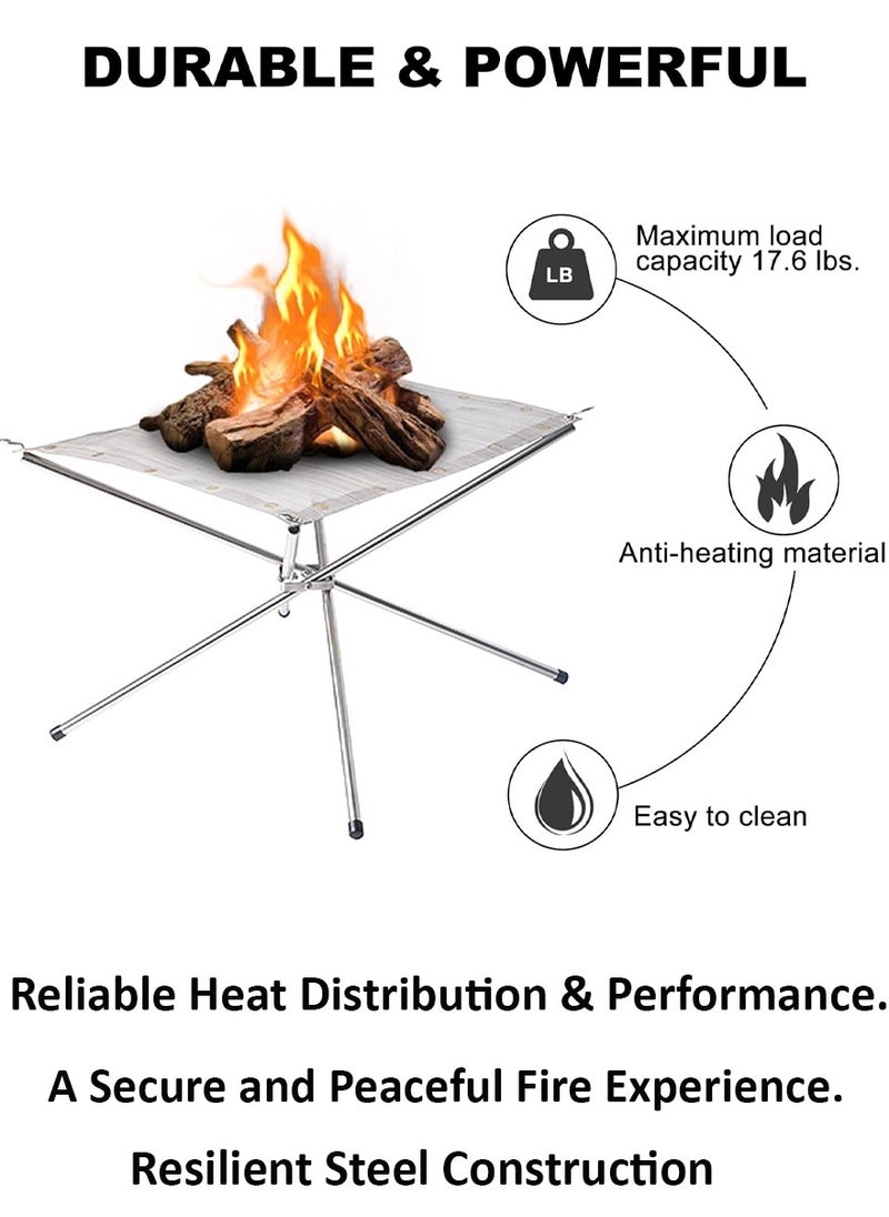 Outdoor - Camping Fire Pit Collapsible Fire Pits Fireplace Outdoor Space Saving and Portable Stainless Steel Mesh Fire Pits Burner for Wood Burning, Campfire, BBQ, Excellent for Trips - Image 1