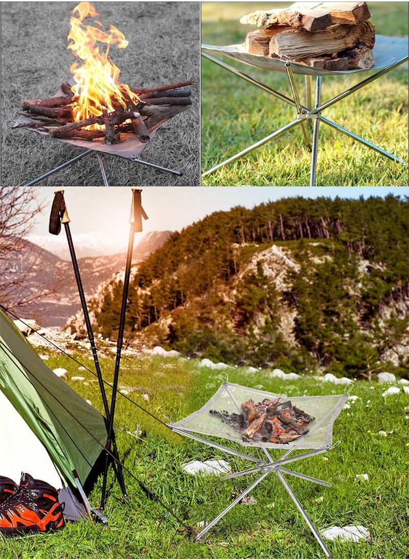 Outdoor - Camping Fire Pit Collapsible Fire Pits Fireplace Outdoor Space Saving and Portable Stainless Steel Mesh Fire Pits Burner for Wood Burning, Campfire, BBQ, Excellent for Trips - Image 1