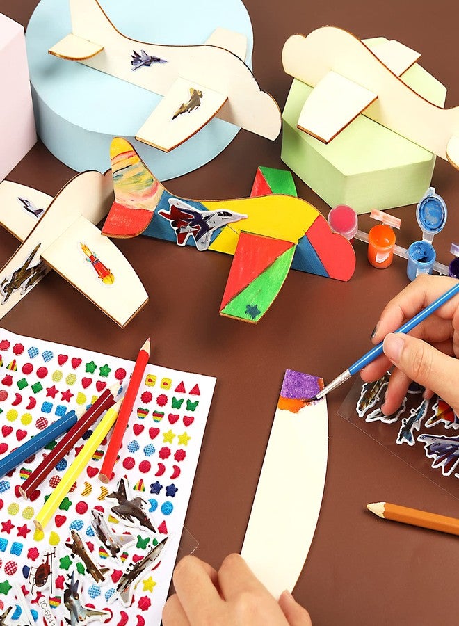 BAPHILE 12 Pack DIY Wood Planes，Mini Airplane Paint and Decorate Wooden Airplane Craft Kits with Decorate Tools for Kids School Craft Decor Projects - Image 5