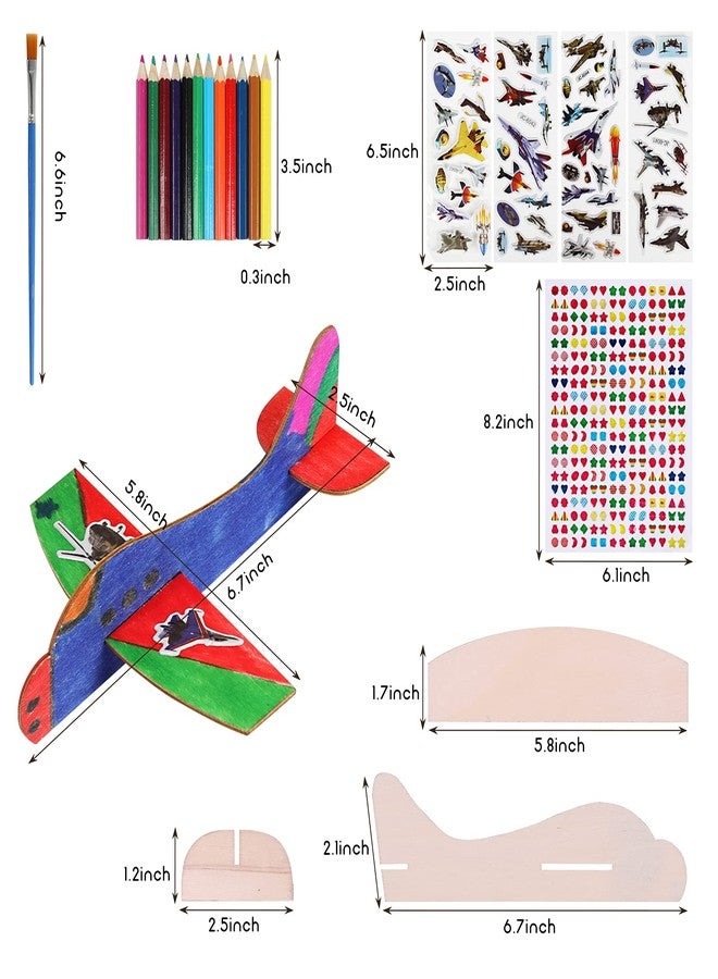 BAPHILE 12 Pack DIY Wood Planes，Mini Airplane Paint and Decorate Wooden Airplane Craft Kits with Decorate Tools for Kids School Craft Decor Projects - Image 2