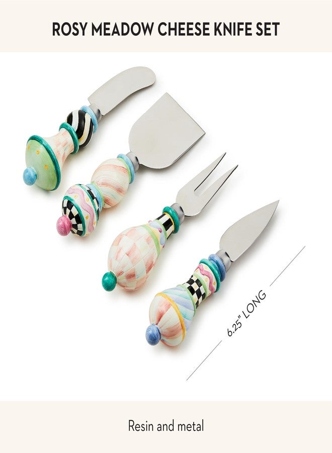 mackenzie childs MACKENZIE-CHILDS Set of 4 Cheese Spreader Set, Stainless-Steel Butter Spreaders, Rosy Meadow - Image 4