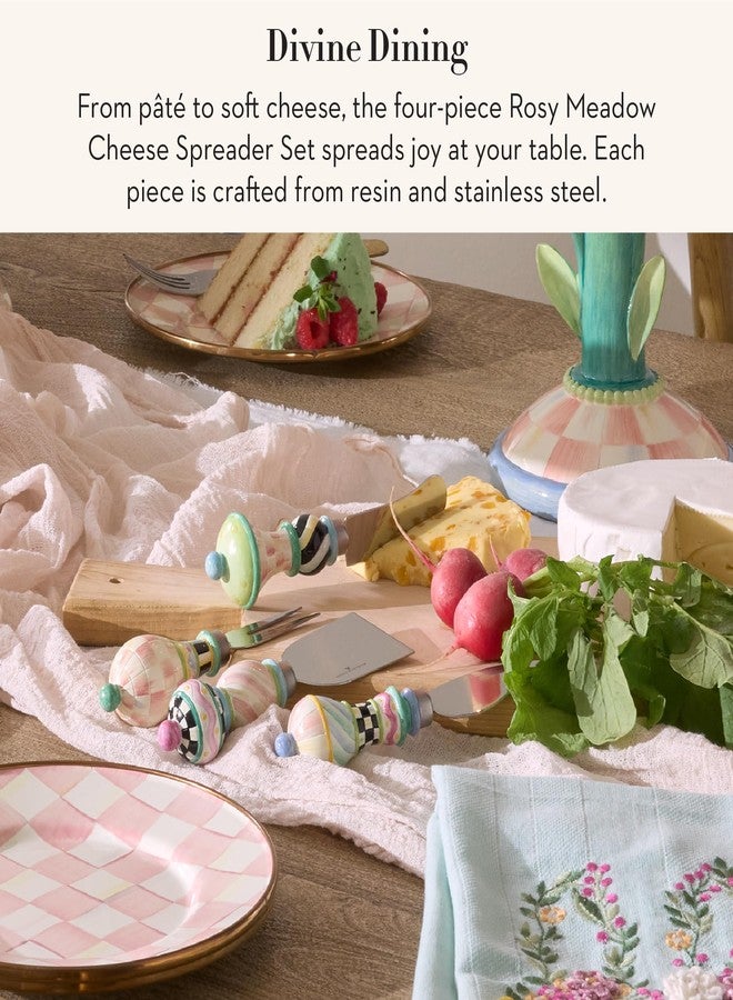 mackenzie childs MACKENZIE-CHILDS Set of 4 Cheese Spreader Set, Stainless-Steel Butter Spreaders, Rosy Meadow - Image 2