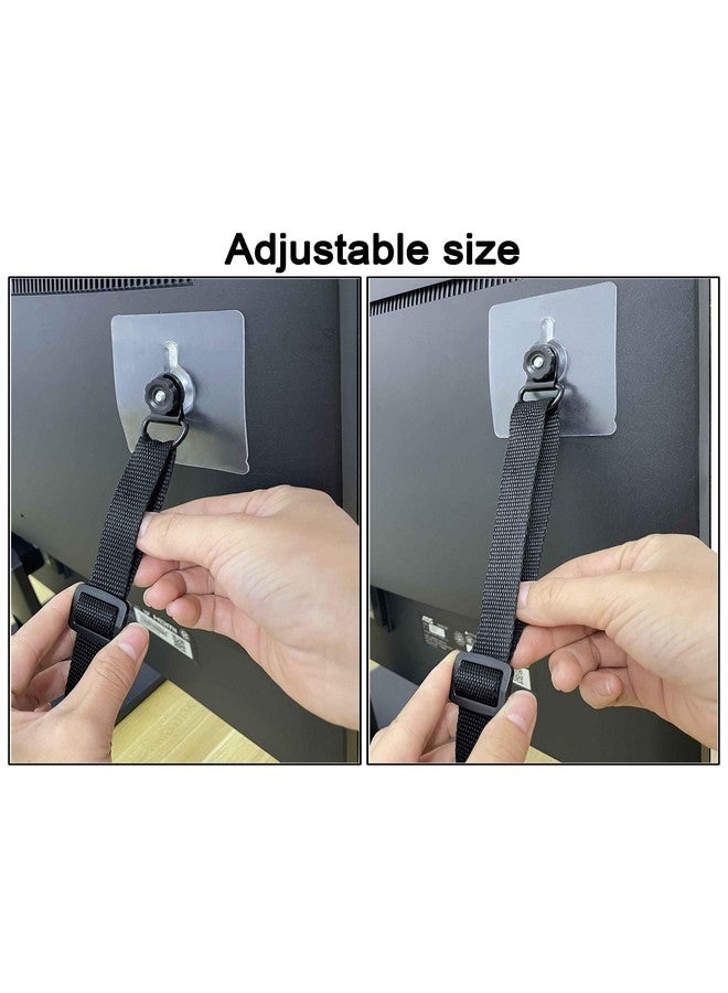 xicveiuz 4 Pcs Adjustable TV Safety Straps, No-Drill TV Anchor for Baby Proofing, Prevent Furniture Falling and Anti Tip, TV Straps Safety for Flat Screens, Adhesive Cabinet to Wall Straps - Image 4