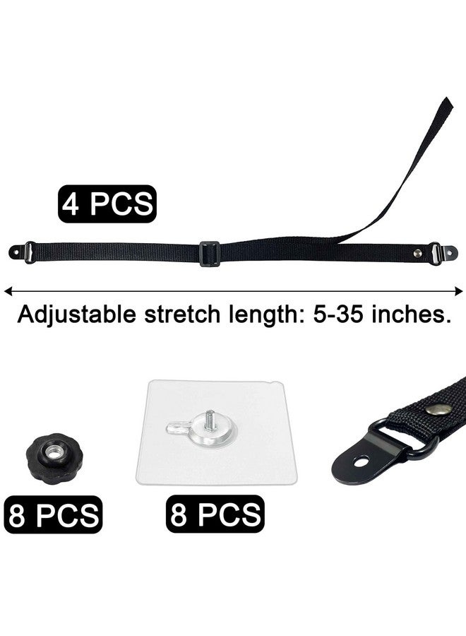 xicveiuz 4 Pcs Adjustable TV Safety Straps, No-Drill TV Anchor for Baby Proofing, Prevent Furniture Falling and Anti Tip, TV Straps Safety for Flat Screens, Adhesive Cabinet to Wall Straps - Image 2