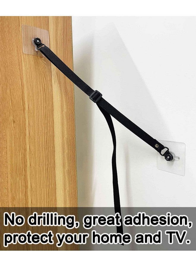 xicveiuz 4 Pcs Adjustable TV Safety Straps, No-Drill TV Anchor for Baby Proofing, Prevent Furniture Falling and Anti Tip, TV Straps Safety for Flat Screens, Adhesive Cabinet to Wall Straps - Image 5