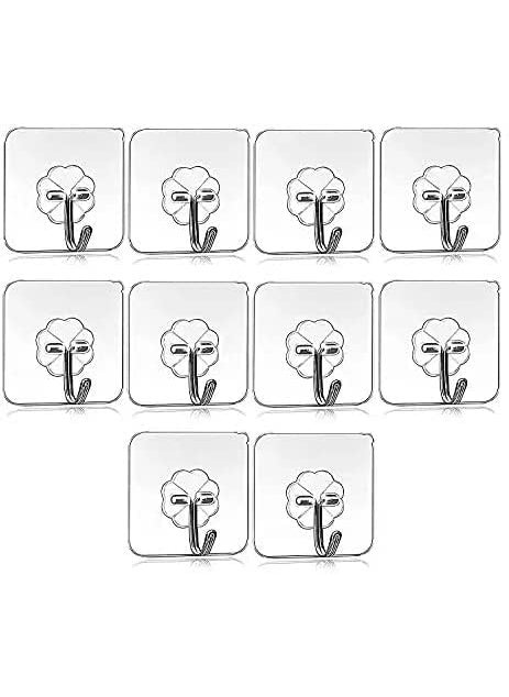 HK APPLIANCE HK APPLIANCE Adhesive Screw Hooks for Wall Without Drilling Adhesive Screw Hooks for Wall Heavy Duty Strong Nail Free Hanging Kitchen Accessories Items Stainless Steel 15 Pcs  - Image 5