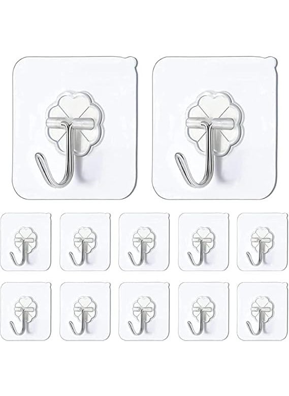 HK APPLIANCE HK APPLIANCE Adhesive Screw Hooks for Wall Without Drilling Adhesive Screw Hooks for Wall Heavy Duty Strong Nail Free Hanging Kitchen Accessories Items Stainless Steel 15 Pcs  - Image 4