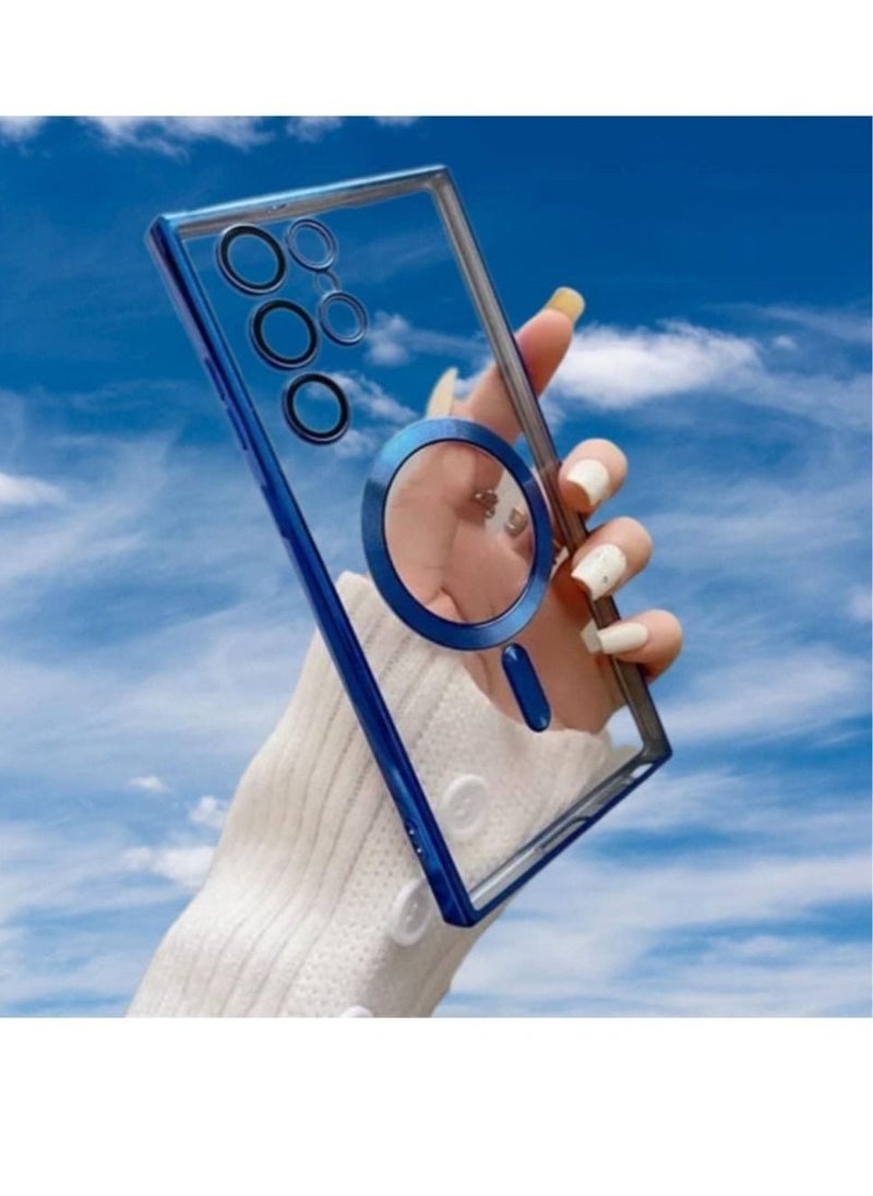 Raxoom Magnetic Clear Case for Samsung Galaxy S23 Ultra with Camera Lens Protector Magsafe Compatible Electroplated Soft TPU Shockproof Anti-Scratch Phone Case - Image 1
