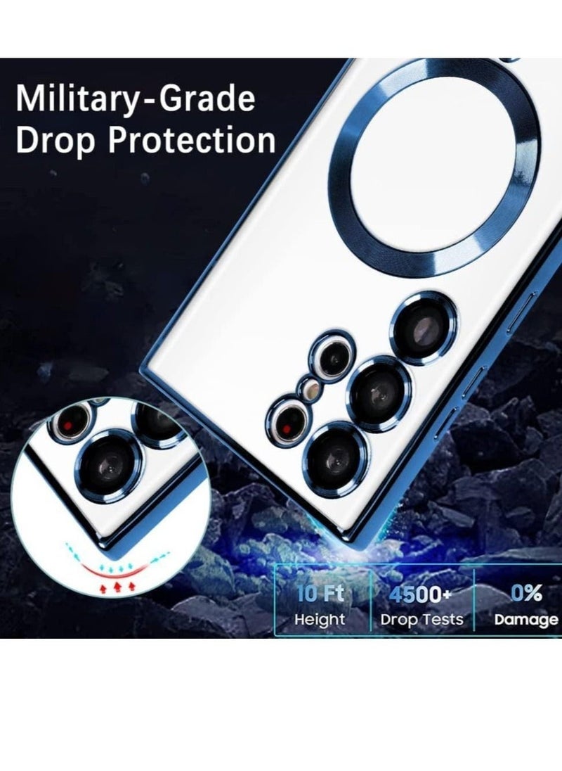 Raxoom Magnetic Clear Case for Samsung Galaxy S23 Ultra with Camera Lens Protector Magsafe Compatible Electroplated Soft TPU Shockproof Anti-Scratch Phone Case - Image 3