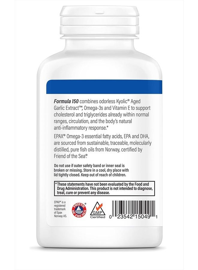 kyolic Aged Garlic Extract Formula 150, Cholesterol and Circulation Health, Omega-3 90 Soft Gels (Packaging May Vary) - Image 2