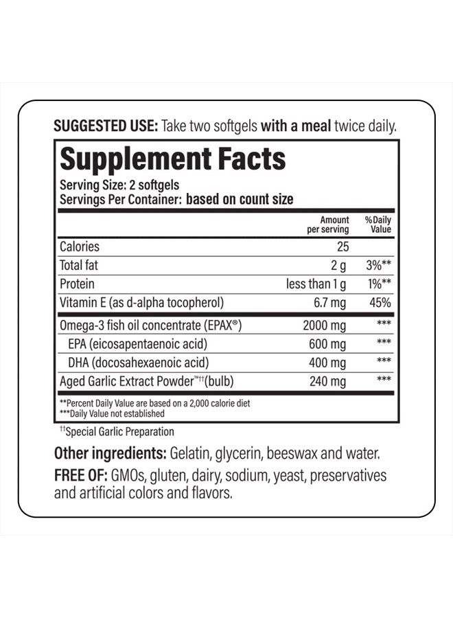 kyolic Aged Garlic Extract Formula 150, Cholesterol and Circulation Health, Omega-3 90 Soft Gels (Packaging May Vary) - Image 4