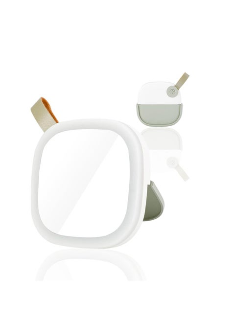 Rechargeable Travel Makeup Mirror, with LED Lights, Versatile Compact Dimmable Mirror with 3 Light Colors & Adjustable Brightness, Small Portable Vanity Mirror Handheld for Bags (Green)