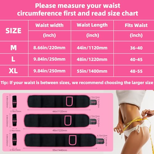 woowruier Waist Trainer for Women & Men, Sweat Band for Stomach Weight Loss, Sweat Belt for Women Lower Belly Fat-Pink-M - Image 5