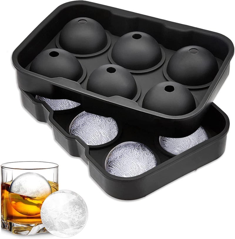 CLEGERZ Silicone Ice Cube Trays Round Ice Ball Maker Ice Ball Molds Make 4 Large Ice Spheres Perfect for Whiskey Cocktail Bar Party Home Ice tray06 - Image 1