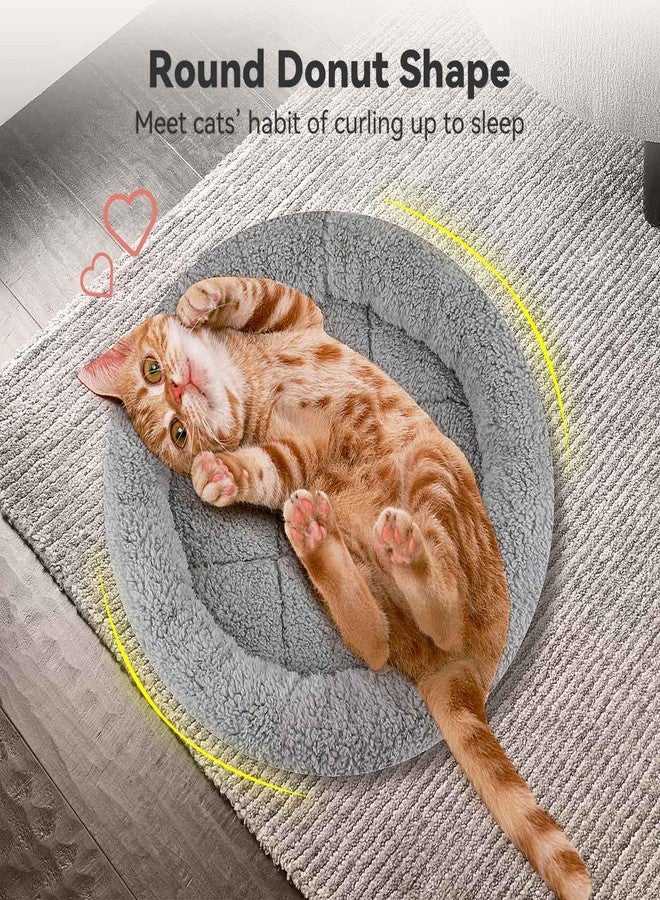 PETLESO Small Cat Bed Mat with Surrounding Pillow, 11.81" Round Pet Cushion for Cats Puppy Rabbits Curling Sleep, Indoor Furniture/Carrier/Crate Pet Self Warming Pad, Washable, Small - Image 4